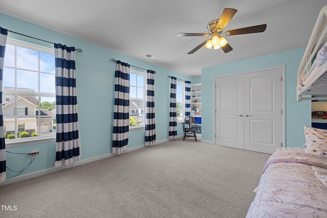 204 Ashland Hill Dr, Holly Springs, NC 27540 - bedroom with multiple windows, carpet floors, baseboards, and a closet