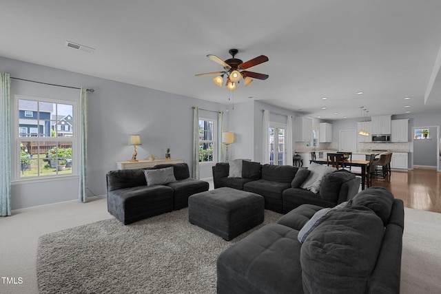 204 Ashland Hill Dr, Holly Springs, NC 27540 - living area featuring a ceiling fan, baseboards, and recessed lighting