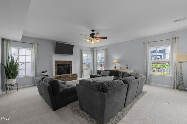 204 Ashland Hill Dr, Holly Springs, NC 27540 - living room featuring baseboards, light colored carpet, and healthy amount of natural light