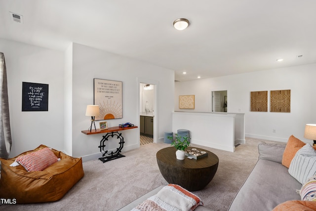 134 Beacon Dr, Pittsboro, NC 27312 - living room with light carpet, recessed lighting, and baseboards