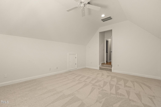 3124 Briar Stream Run, Raleigh, NC 27612 - bonus room featuring lofted ceiling, light carpet, a ceiling fan, baseboards, and recessed lighting