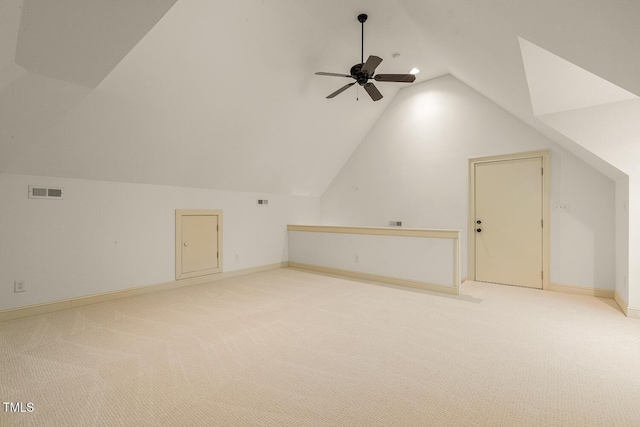 3124 Briar Stream Run, Raleigh, NC 27612 - additional living space featuring lofted ceiling, light colored carpet, a ceiling fan, and baseboards