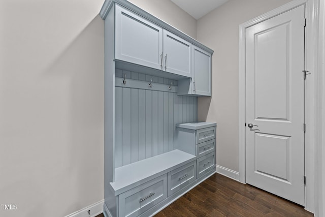 7502 Latteri Ct, Raleigh, NC 27613 - mudroom featuring dark wood-type flooring and baseboards