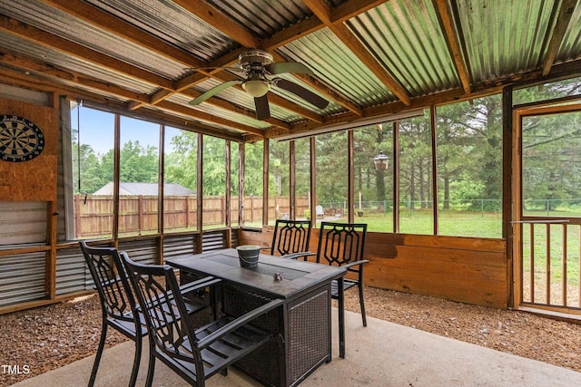 50 Rainwood Ct, Louisburg, NC 27549 - sunroom / solarium featuring a ceiling fan and outdoor dining space