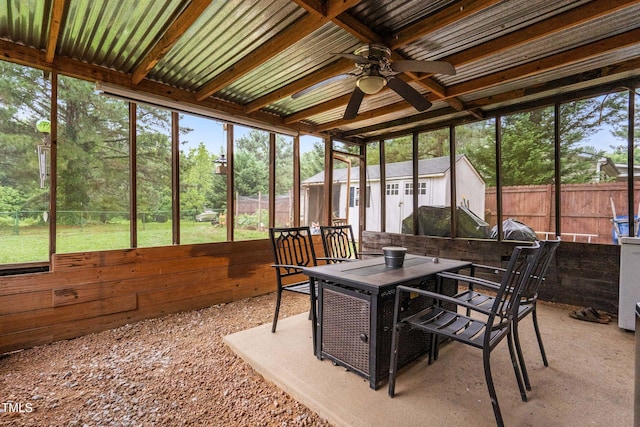 50 Rainwood Ct, Louisburg, NC 27549 - sunroom / solarium featuring ceiling fan and outdoor dining area