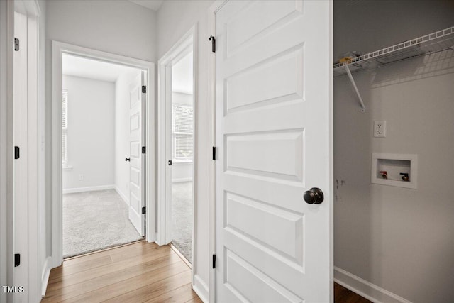 214 George Pine Way, Knightdale, NC 27545 - washroom featuring light wood-type flooring, washer hookup, and baseboards