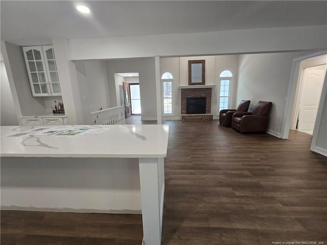 409 Thimbleberry Dr, Vass, NC 28394 - kitchen with white cabinetry, light countertops, glass insert cabinets, and recessed lighting