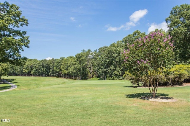 1211 E Pointe Dr, Durham, NC 27712 - view of property's community with a lawn, golf course view, and view of wooded area