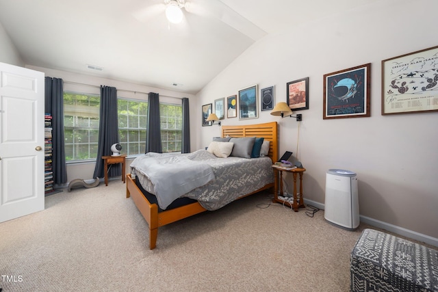 306 Berlin Way, Morrisville, NC 27560 - bedroom with light colored carpet, lofted ceiling, baseboards, and a ceiling fan