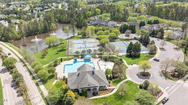 306 Berlin Way, Morrisville, NC 27560 - aerial view of a pool and a nearby body of water