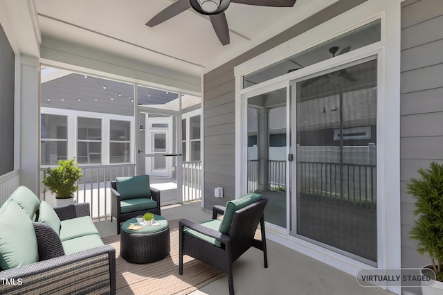 1217 Linkwood Way, Fuquay Varina, NC 27526 - sunroom / solarium with a ceiling fan and an outdoor living space