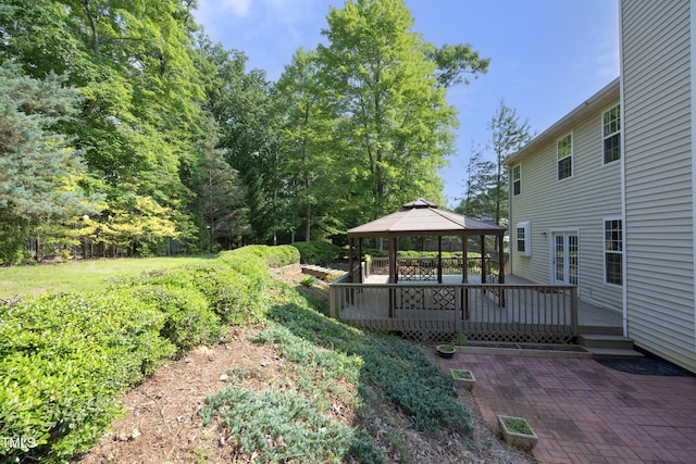 803 High Ct, Hillsborough, NC 27278 - view of yard with a gazebo, a wooden deck, and a patio area
