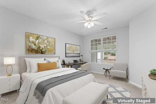 515 Historic Dr, Hillsborough, NC 27278 - bedroom with light colored carpet and ceiling fan