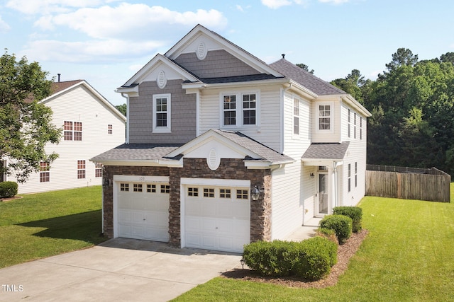 109 Citrine Ct, Durham, NC 27703 - view of front of home featuring an attached garage, driveway, stone siding, and a shingled roof