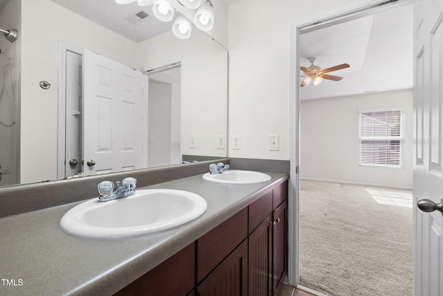 109 Citrine Ct, Durham, NC 27703 - full bathroom featuring double vanity and a ceiling fan