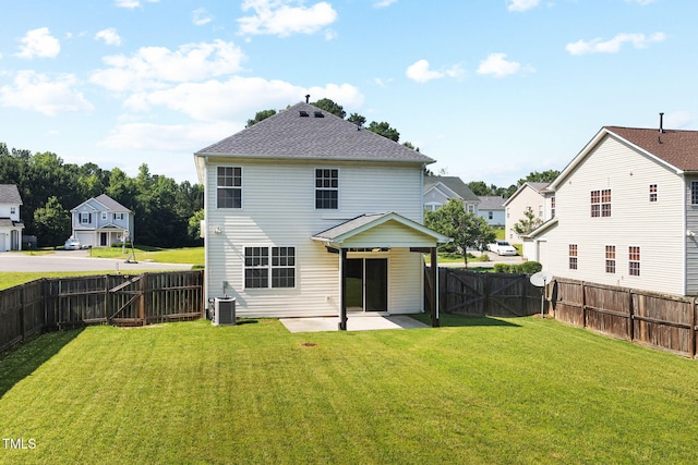 109 Citrine Ct, Durham, NC 27703 - back of property featuring a patio, a residential view, a gate, and cooling unit