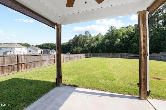 109 Citrine Ct, Durham, NC 27703 - view of yard with ceiling fan, a patio area, and a residential view