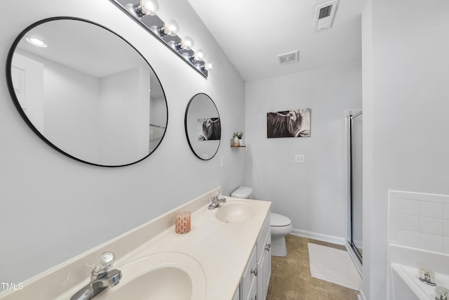 1154 Bungalow Park Dr, Apex, NC 27502 - full bath featuring double vanity, a shower stall, toilet, and a bath
