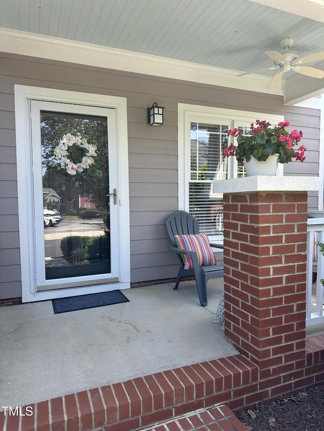 1154 Bungalow Park Dr, Apex, NC 27502 - doorway to property featuring covered porch and ceiling fan