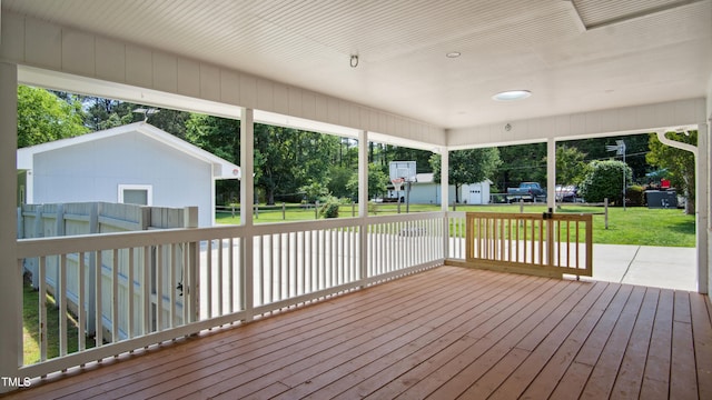 5820 Wake Forest Highway, Durham, NC 27703 - deck with a yard and view of scattered trees