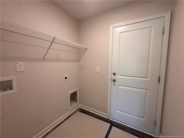 112 Dalton Dr, Lumber Bridge, NC 28357 - washroom featuring hookup for an electric dryer, hookup for a washing machine, and baseboards