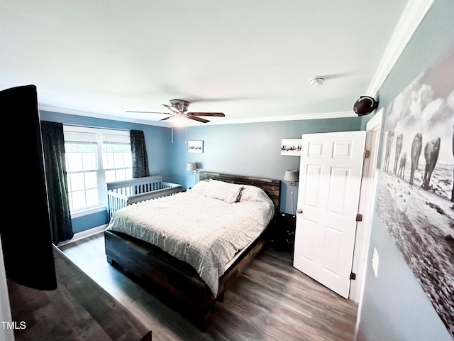 201 Joe Gibson Dr, Gibsonville, NC 27249 - bedroom featuring wood finished floors, crown molding, and a ceiling fan