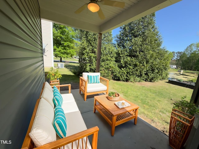 1104 Pebblestone Dr, Durham, NC 27703 - view of patio / terrace featuring a ceiling fan and an outdoor hangout area