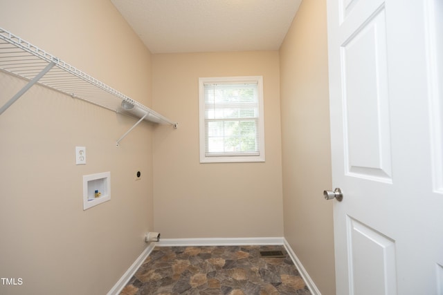 105 Old Dock Trl, Cary, NC 27519 - laundry room featuring electric dryer hookup, hookup for a washing machine, baseboards, and dark stone finish floors