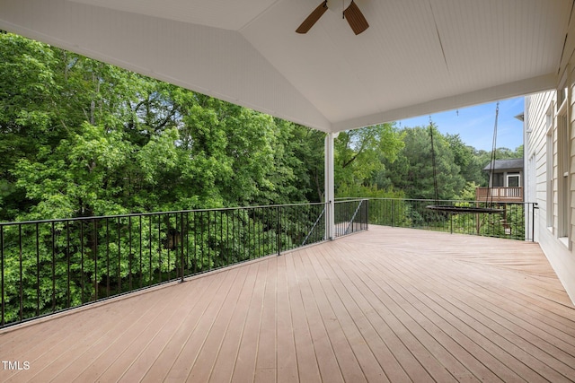 7409 Chesley Ln, Durham, NC 27713 - deck featuring ceiling fan