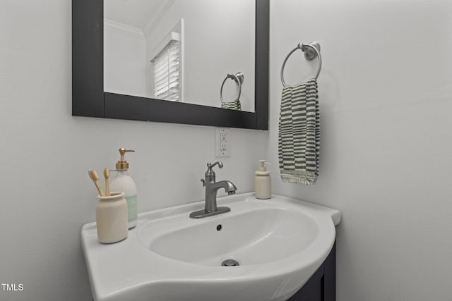 15 Gray Fox Ct, Durham, NC 27713 - bathroom featuring ornamental molding and vanity
