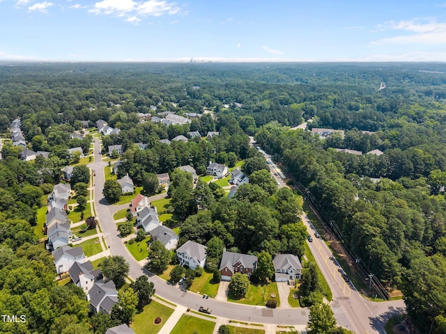3306 Meadowrun Dr, Durham, NC 27707 - aerial perspective of suburban area featuring a heavily wooded area