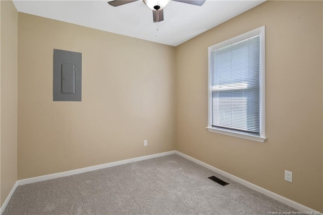 2298 Hackney Loop, Fayetteville, NC 28304 - carpeted empty room featuring electric panel, a ceiling fan, and baseboards