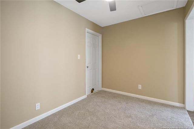 2298 Hackney Loop, Fayetteville, NC 28304 - spare room with carpet, baseboards, attic access, and a ceiling fan