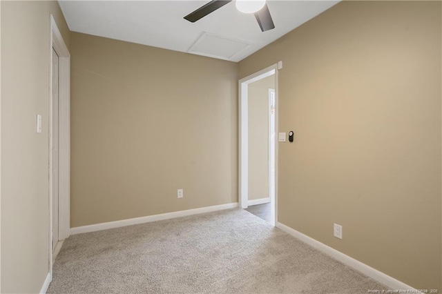 2298 Hackney Loop, Fayetteville, NC 28304 - carpeted spare room with attic access, a ceiling fan, and baseboards