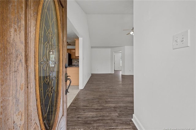 107 Hayes Ct, Raeford, NC 28376 - corridor with dark wood finished floors and baseboards