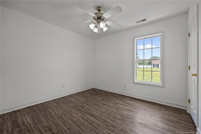 107 Hayes Ct, Raeford, NC 28376 - unfurnished room featuring dark wood-type flooring, ceiling fan, and baseboards