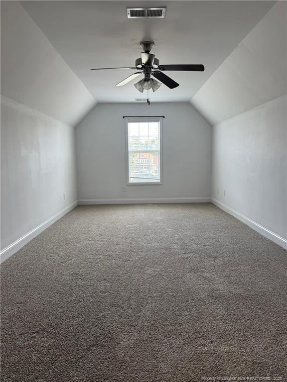1545 Gallant Fox Ct, Parkton, NC 28371 - bonus room with lofted ceiling, carpet, ceiling fan, and baseboards