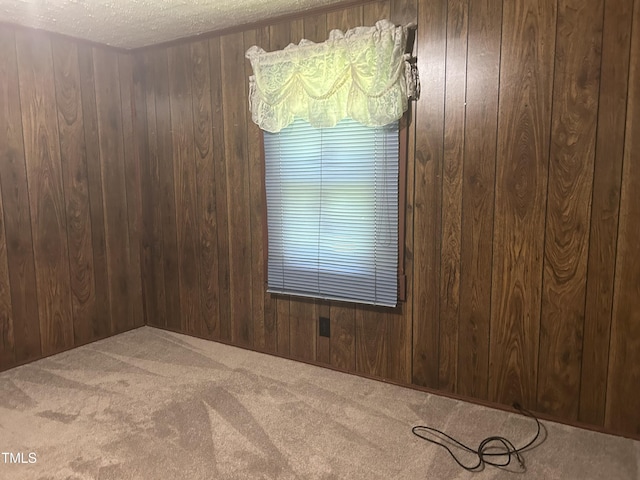 912 E Pope St, Dunn, NC 28334 - carpeted empty room with wooden walls and a textured ceiling
