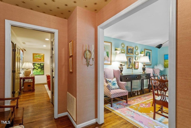 3308 Cobblestone Ct, Raleigh, NC 27607 - hallway with wood finished floors