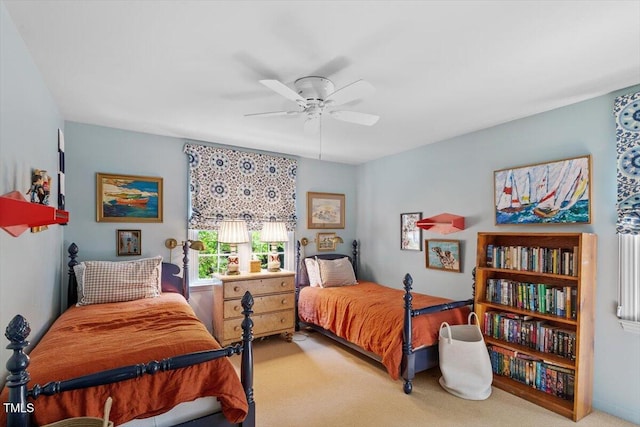 3308 Cobblestone Ct, Raleigh, NC 27607 - bedroom featuring light carpet and a ceiling fan