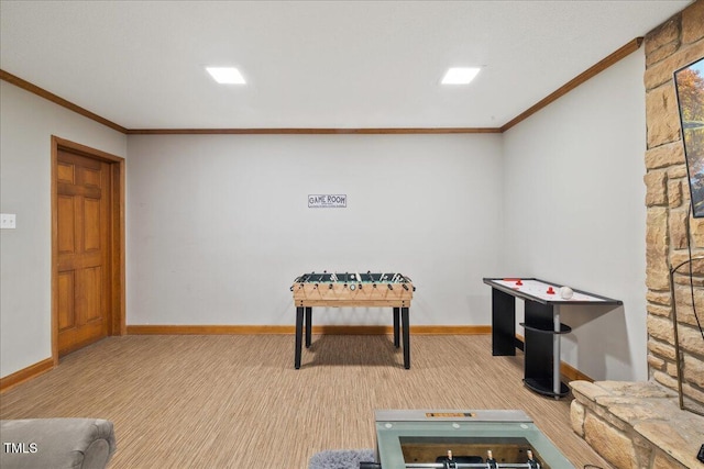 9801 Honeycutt Rd, Raleigh, NC 27614 - playroom featuring ornamental molding, carpet, and baseboards