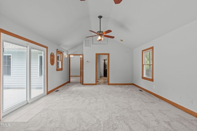 502 Hillcrest Rd, Apex, NC 27502 - unfurnished room featuring a ceiling fan, vaulted ceiling, and light carpet