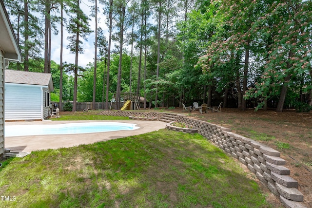 502 Hillcrest Rd, Apex, NC 27502 - view of yard featuring a playground and an outdoor pool