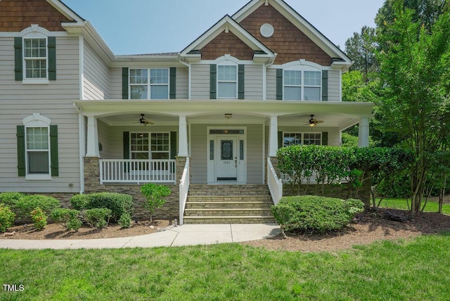 1005 Hidden River Ct, Raleigh, NC 27614 - view of front of house featuring ceiling fan and a porch