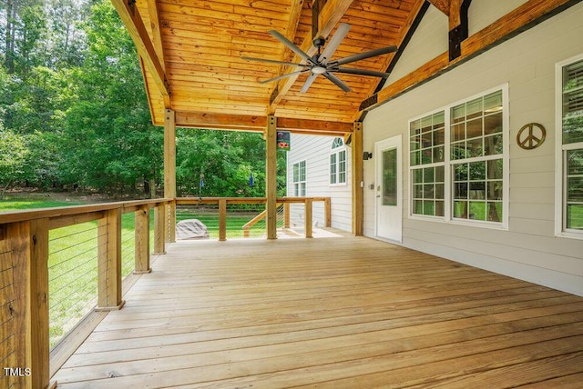 1005 Hidden River Ct, Raleigh, NC 27614 - wooden terrace with ceiling fan