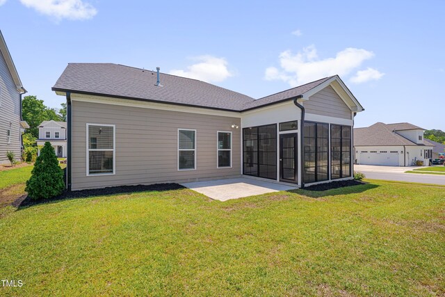 3020 High Plains Dr, Fuquay Varina, NC 27526 - rear view of house featuring a sunroom, a yard, and a patio