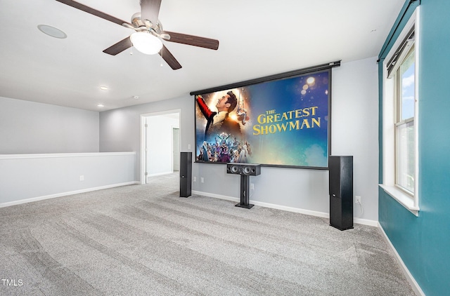 1305 Ivey Grove Ct, Fuquay Varina, NC 27526 - carpeted cinema room with ceiling fan and baseboards
