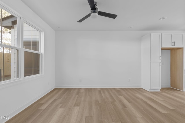 4821 Gossamer Ln Unit 103, Raleigh, NC 27616 - empty room with light wood-type flooring, ceiling fan, baseboards, and recessed lighting