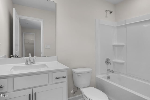 267 Old Fashioned Way, Lillington, NC 27546 - bathroom with toilet, vanity, washtub / shower combination, and baseboards