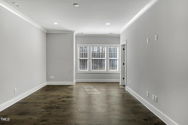 974 Double Helix Rd, Apex, NC 27523 - empty room featuring crown molding, baseboards, dark wood-type flooring, and recessed lighting
